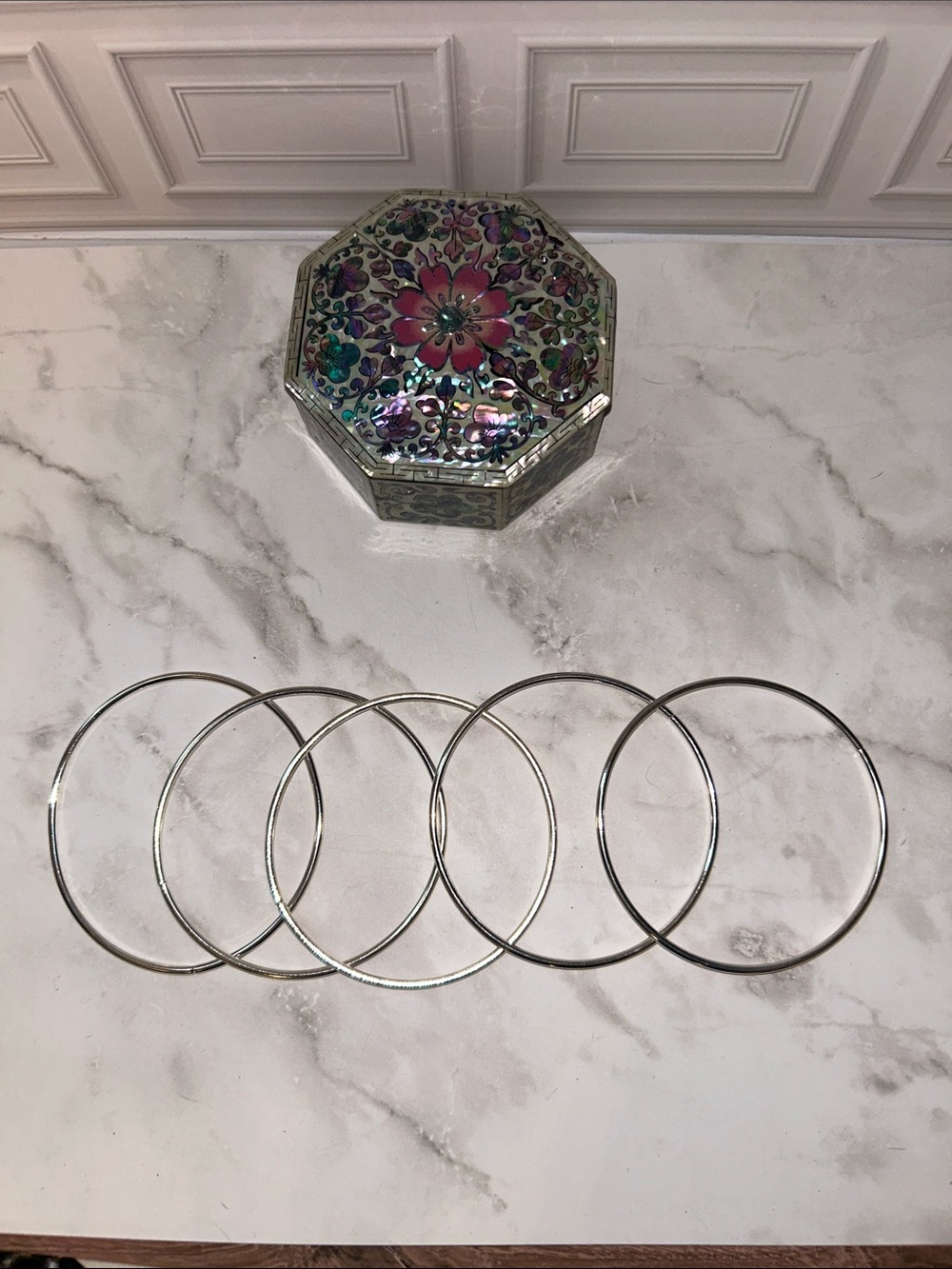 Elegant Silver Bangle Set of 5